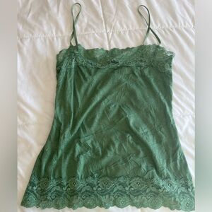 Vintage Lily White Green Lace Cami Top